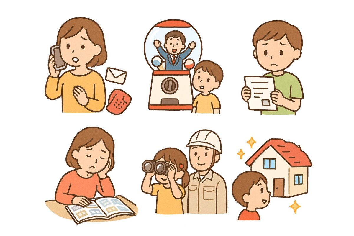 注文住宅の一括資料請求のデメリットをイラスト化したもの