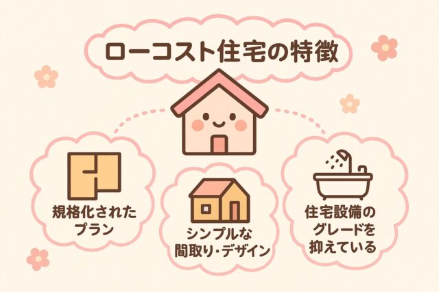 ローコスト住宅の特徴を説明した図