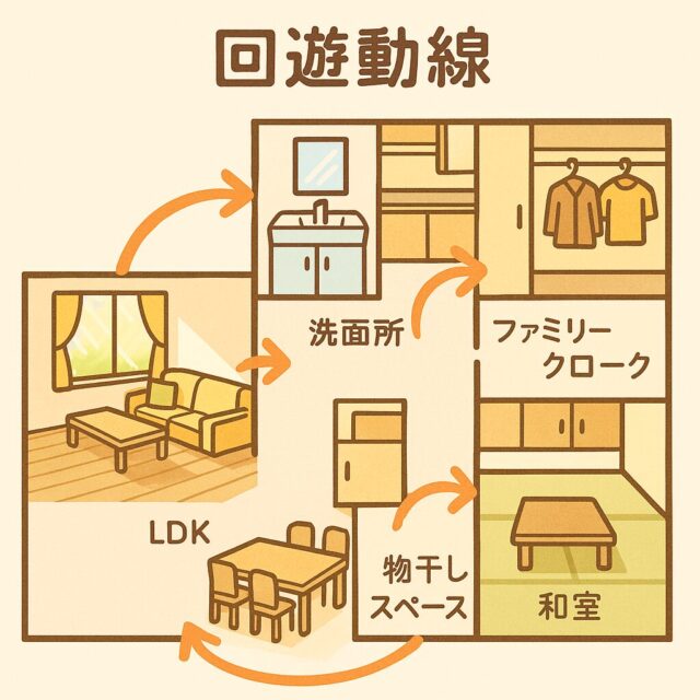 回遊動線のイラスト